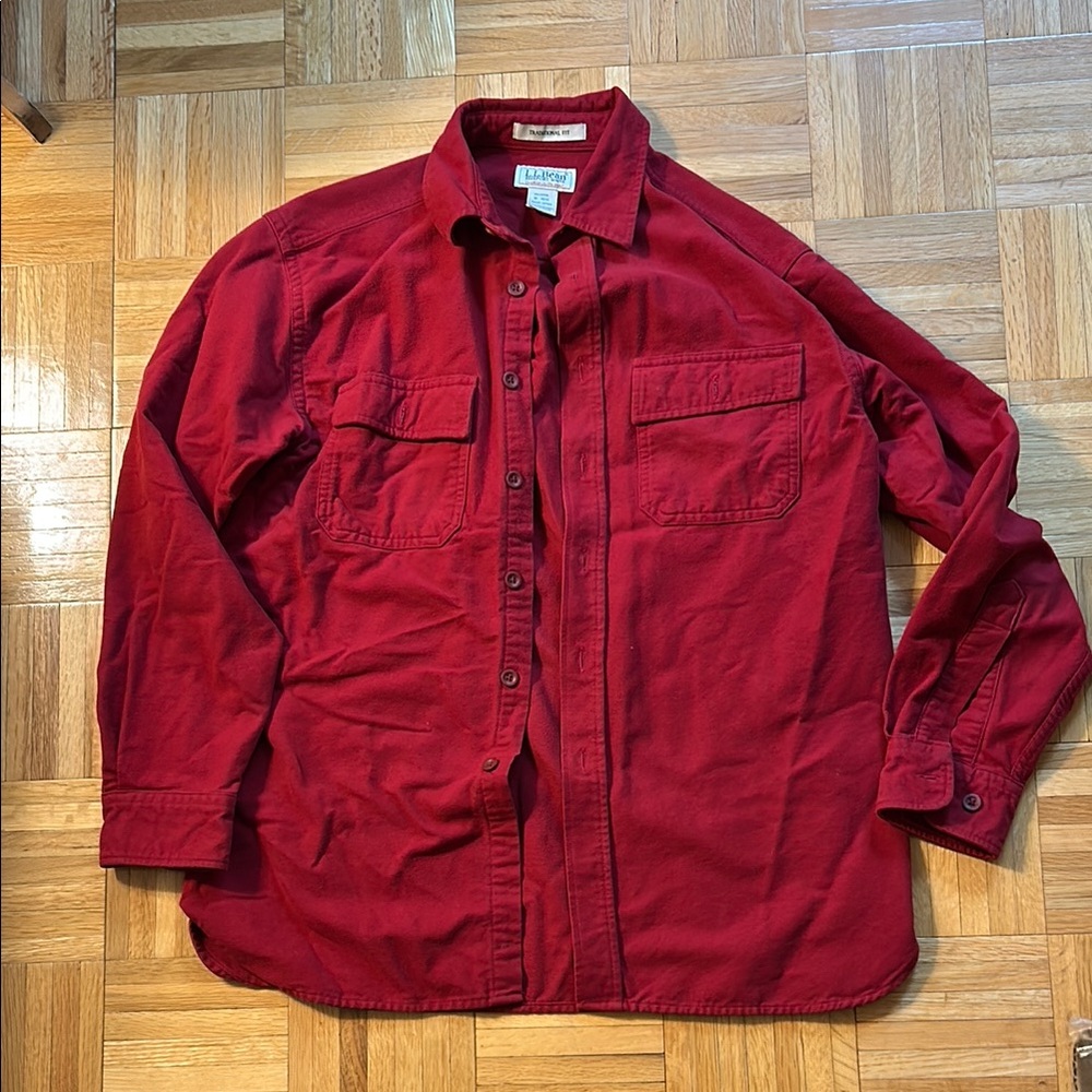 L.L. BEAN RED CHAMOIS CLOTH SHIRT SZ M